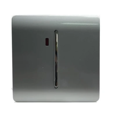 Image of Trendi Artistic Modern Glossy 20 A Tactile Light Switch &amp; Neon Insert Silver ART WHS1SI