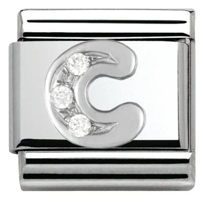 Image of Nomination Silver Cubic Zirconia Letter Charm C