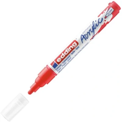 Image of edding 5100 acrylic marker medium red 1 waterproof paint round nib 2 3mm pen for drawing on canvas, art paper and wood markers pebbles