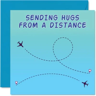 Image of Long Distance Birthday Cards for Men Women Plane Hugs Happy Card Mum Dad Brother Sister Auntie Uncle Friend 145mm x Bday Greeting
