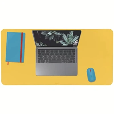 Image of Leitz Desk Mat, Large 80 x 40cm Pad, Non Slip Mat For Laptop, PC, Monitors &amp; Mouse Mats, Desktop Protector Home/ Office Use, Cosy Range, Warm Yellow, 52680019