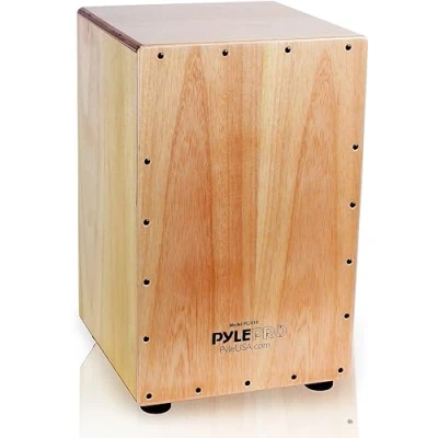 Image of Pyle Full Size Cajon Drum Box, Acoustic with Birchwood Strings, Jam Box Drum, Percussion Instrument, Deep Bass