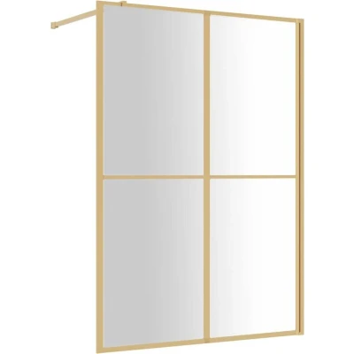 Image of vidaXL Walk in Shower Wall with Clear ESG Glass Gold 140x195 cm