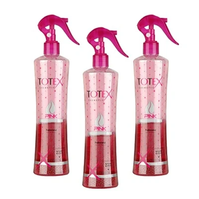 Image of Totex 2 Phase Hair Conditioner Spray Leave in Conditioning For Damaged &amp; Coloured Formula Untangling Nourishing Moisturizing Pink 400ml (Pack Of 3)