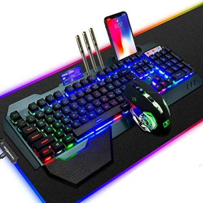Image of 2.4 GHz Wireless Rechargeable Keyboard Mouse Combo Set 3800mAh Long Battery Life Unifying USB Receiver Rainbow Backlit Gamer 2400DPI 7 Colors Breathing Optical Mice Compatible with Pc