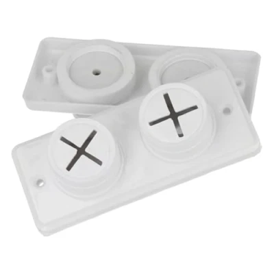 Image of 2 x White Self Adhesive and Screw on Push In Towel Holders Double