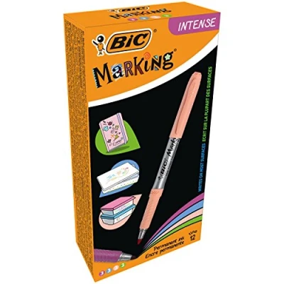 Image of BIC Marking Permanent Markers Fine Tip Assorted Intense &amp; Pastel Colours 6+2 Pack