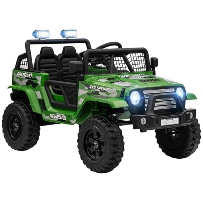 Image of AIYAPLAY Kids Ride On Car, 12V Battery Powered Electric Truck with 4 Spring Suspension Wheels, Parental Remote Control, Music Horn LED Lights, for 3 6 Years Old Green