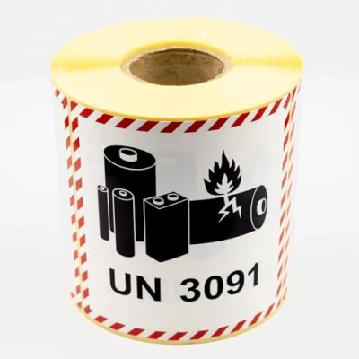 Image of MD Labels 500 Dangerous Goods UN 3091 100 x mm Contains Lithium Ion Batteries Transport Sticker Hazardous Battery