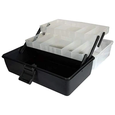 Image of Shakespeare Cantilever Fishing box &#039;Clear/Black&#039; (30x17x14cm)