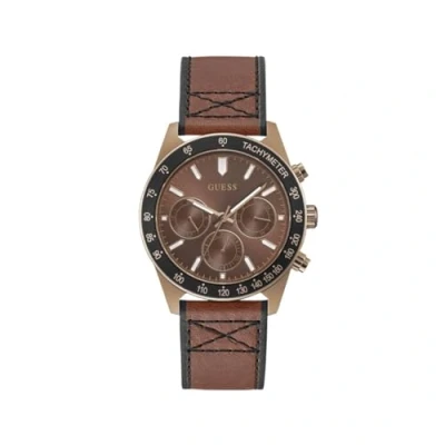 Image of GUESS Men Analog Quartz Watch with Leather Strap GW0331G1
