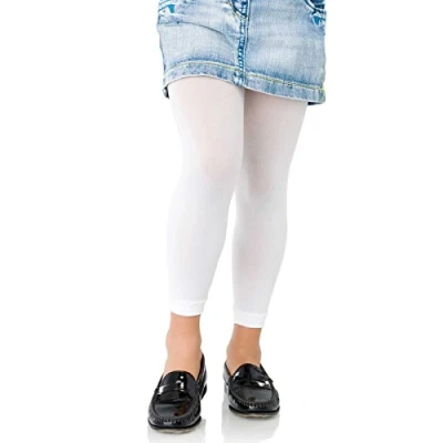 Image of Kids Fashion Girls Microfiber Semi Opaque Footless Tights 40 Denier (13+ Years (158cm), White)