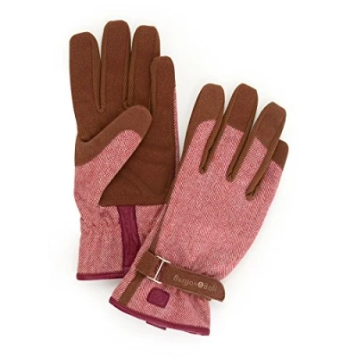 Image of Burgon &amp; Ball Love The Glove Ladies Gardening Gloves, Medium/Large, Tweed Red