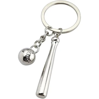 Image of Fat catz copy Unisex Novelty Silver Tone Mini Sports Baseball Bat &amp; Ball Keyring