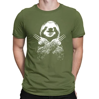 Image of Mens Wolversloth Wolverine Sloth Funny T Shirt Khaki (M)