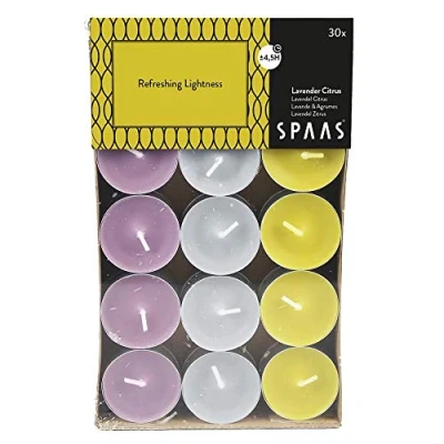 Image of Spaas 30 Scented Tealights Assorted Colours, 4.5 Hours, Refreshing Lightness, Autumn Yellow