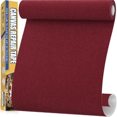 Image of Canvas Repair Tape, 40 x 160 cm Waterproof Fabric Tape for Furniture, Self Adhesive Patches Boat Covers, Sofas, Tents, Louge Chairs, Canopy, Awning Burgundy
