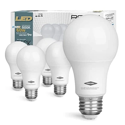 Image of ATUIO Regal LED A19 Light Bulb 5000K Daylight 800 Lumen, 9 Watt (60 Equivalent), E26 Base, 5000 Kelvin, Day Light, 5 Pack, Non Dimmable