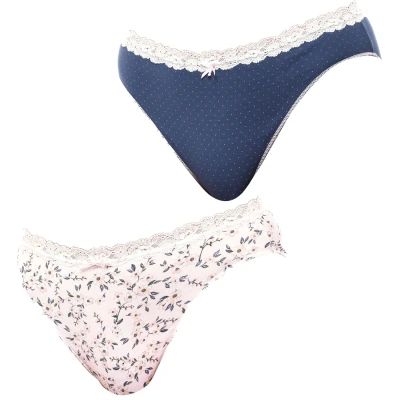 Image of Janira Womens Pack of 2 Brislip Coquettes Cotton Panties JPB1 for women Multicolour Size Large