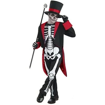 Image of Bristol Novelty CC942 Mr. Bone Jangles Costume, Boys, White, Age 6 8 Years Old