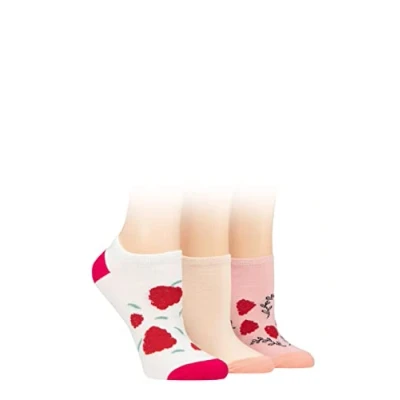Image of Women&#039;s 3 Pair SOCKSHOP Wildfeet Novelty Cotton Trainer Socks Raspberry 4 8 Ladies