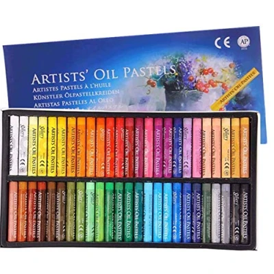 Image of Professional Soft Oil Pastel Set Painting Chalk Pastels for Graffiti Art Washable Drawing Round Crayons Kids, Artist, Student, Assorted Colors (Pastel 50 pcs)