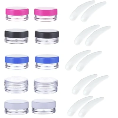 Image of Empty Sample Pots, 10 Pcs Cosmetic Containers and Makeup Spatulas, Plastic Jars, Clear Travel Container, Mini for Face Creams, Sample, Make Up