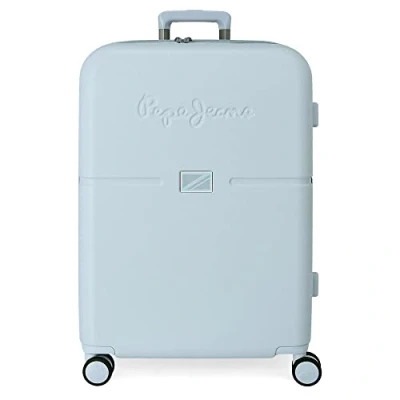 Image of Pepe Jeans Accent Medium suitcase Blue 48x70x28 cms Rigid ABS Integrated TSA closure 79L 4.32 kgs 4 Double wheels