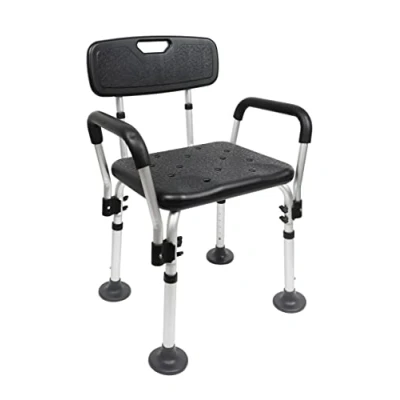 Image of PEPE Shower Chairs for the Elderly with Arms, Bath Seats Adults, Adjustable Bathroom Stools to Sit On, Non Slip Disabled, Chair, Stool Back, Free Assembly