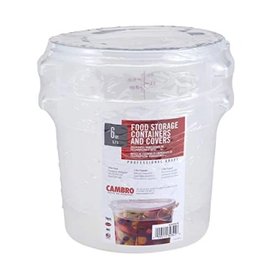 Image of Cambro RFS6PPSW2190 6 Quart Round Food Storage Container with Lid, Set of 2