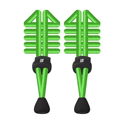 Image of Packs of Elastic Lock Round Shoelaces For Running &amp; Triathlon UK SELLER (1 SET NEON GREEN)