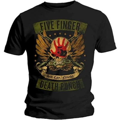 Image of Five Finger Death Punch &#039;Locked &amp; Loaded&#039; T Shirt (Small) Black