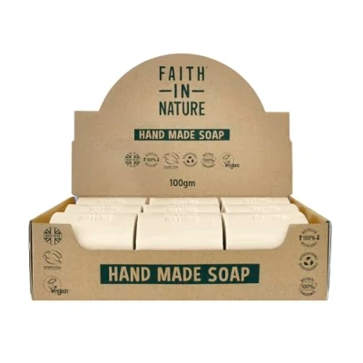 Image of Faith In Nature Natural Lavender Hand Soap Bar Box Set, Relaxing, Vegan &amp; Cruelty Free, No SLS or Parabens, 18 x 100g