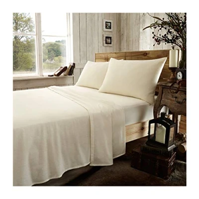 Image of GC GAVENO CAVAILIA Flannelette Plain Dyed Flat Sheet King Cream