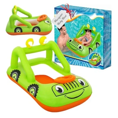 Image of Pool Inflatables Swimming Floats for Children Car Design Baby Navigator Boat Outdoor Toys. Inflatable Float with Topline Card. Great Birthday Gifts, Garden Games