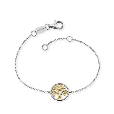 Image of Engelsrufer Women&#039;s bracelet made of Sterling silver and tree life pendant gold, lobster clasp, adjustable in two lengths, nickel free, 17, Silver, No Gemstone