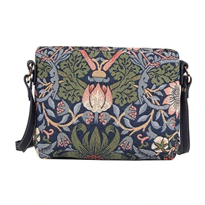Image of Signare Tapestry Crossbody Bag Small Shoulder for Women with William Morris Design (Strawberry Thief Blue, XB02 STBL)