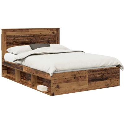 Image of vidaXL Bed Frame with Headboard Old Wood 150 x 200 cm Solid Pine