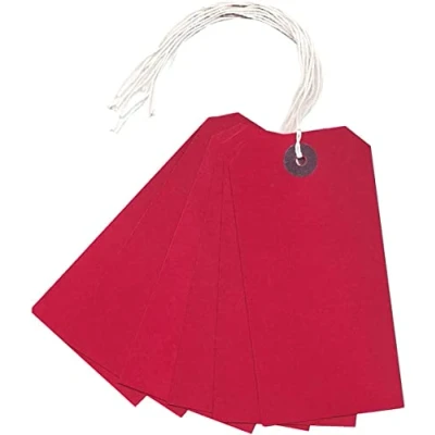 Image of ValueX Reinforced Coloured Strung Tag, 120x60mm, Red, Pack of 1000