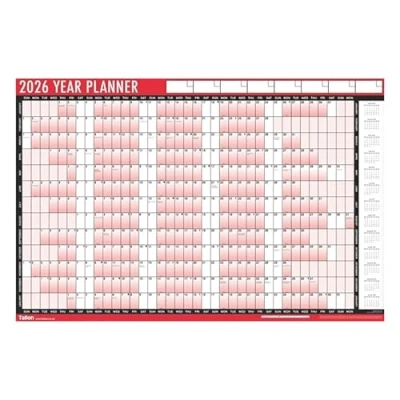 Image of 2025 A1 Laminated Yearly Wall Planner Calendar with Wipe Dry Pen Sticker Dots 85cmx58cm