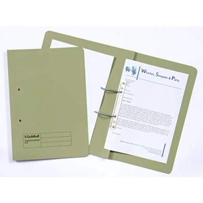 Image of Exacompta Ref 211/7002Z Guildhall Spiral File, 355 x 250mm, 420gsm Durable Heavyweight Sprint Manilla, Suitable for Foolscap Documents Green, Pack of 25
