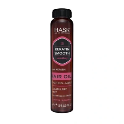 Image of HASK Keratin Smoothing Shine Oil Vial for all hair types, colour safe, gluten free, sulfate paraben free 1 18mL
