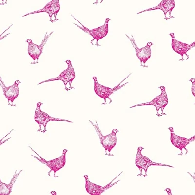 Image of Graham &amp; Brown Joules Flirty Pheasants Truly Pink Wallpaper