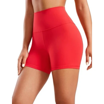 Image of CRZ Yoga Womens Butterluxe 4&#039;&#039; Shorts High Waisted Workout Gym Leggings Running Spandex Biker Deep Red 12