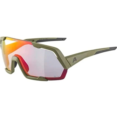 Image of ALPINA Unisex Adults, ROCKET QV sports glasses, olive matt/rainbow, One Size