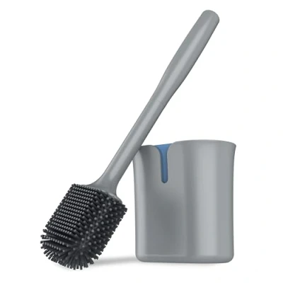 Image of MR.SIGA Toilet Bowl Brush and Holder, with Durable Flexible TPR Bristles, Wall Mounted Cleaner for Bathroom Cleaning, Gray, 1 Pack