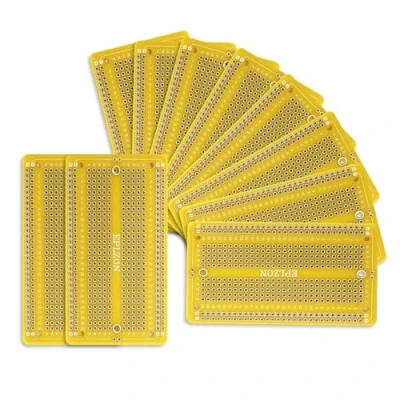 Image of EPLZON 10 Pcs Solderable Breadboard PCB Board Gold Plated Solder for DIY Electronics Projects Apply to Soldering 3.5&quot;x2.05&quot; (Yellow)