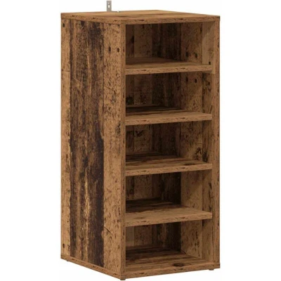 Image of vidaXL Shoe Cabinet Freestanding Organizer 5 Shelves, Engineered Wood, 32x35x70 cm, Old Wood Finish, Home/Bedroom Furniture