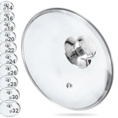 Image of Glass lid with stainless steel ring, 22 cm