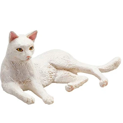 Image of MOJO Cat Lying White Pet Farm Animal Model Toy Figure